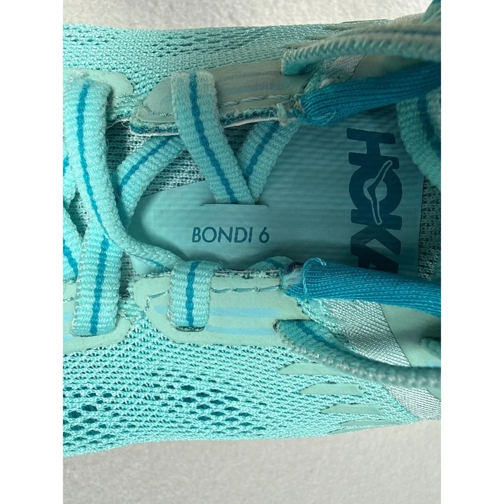 Hoka One One Bondi 6 Running Shoes Women 6.5 Aqua Blue Max Cushion Comfy All Day